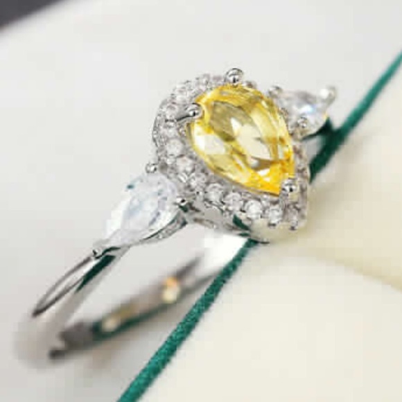 NEW 925 Sterling silver Yellow Diamond Stone Ring - Picture 3 of 4
